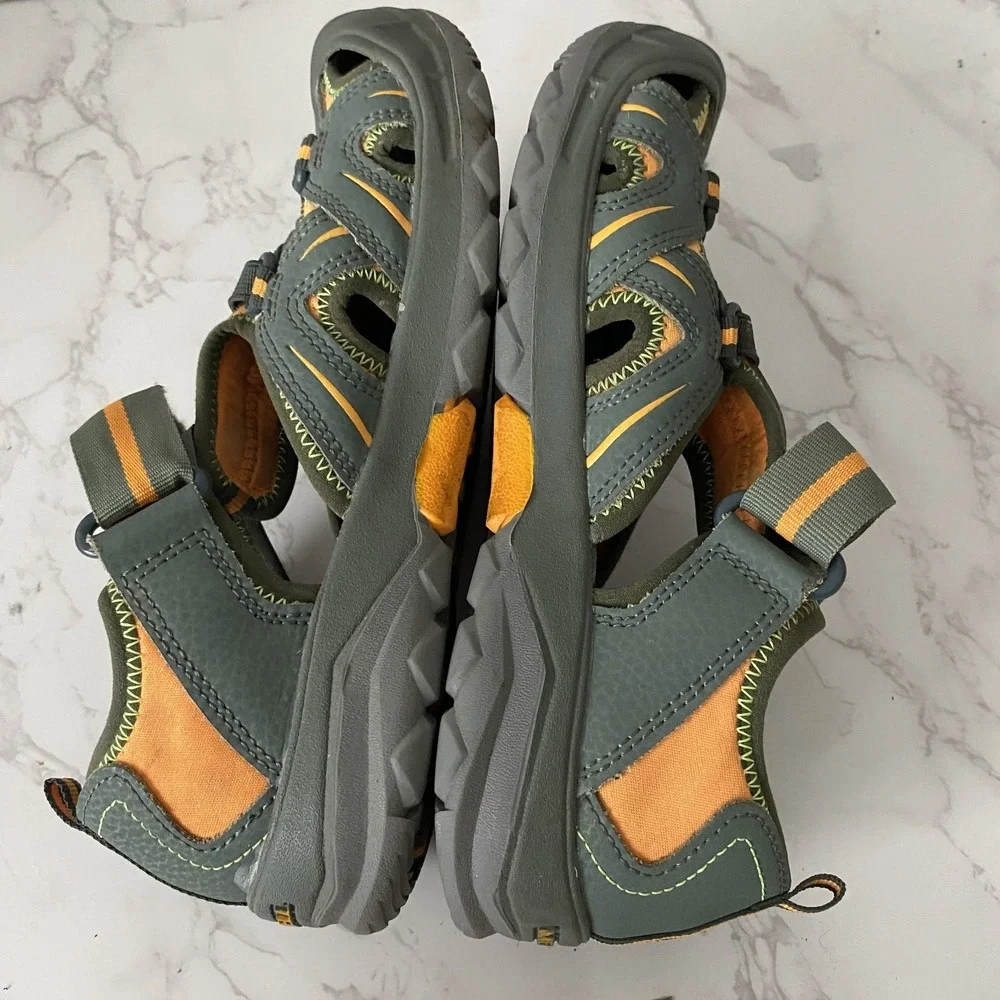 Merrell Hiking Sandals Kids Sz 4W Grey Orange‎ Outdoor Camping